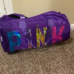 Pink duffle bag
